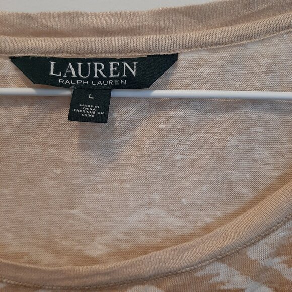 Lauren Ralph Lauren Aztec Print Linen Top; Short-sleeve; Size L; Good Condition - Picture 3 of 5